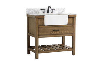 36 inch Single bathroom vanity in driftwood with backsplash