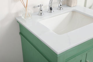 24 inch Single Bathroom vanity in vintage mint with ivory white engineered marble