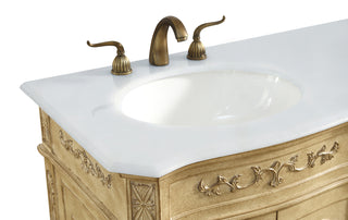 60 inch Double Bathroom vanity in Antique Beige with ivory white engineered marble