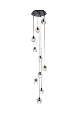 Eren 10 lights black pendant