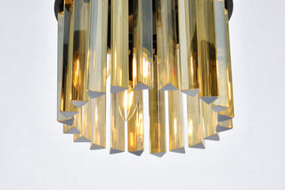 Sydney 3 light Matte Black Flush Mount Golden Teak (Smoky) Royal Cut Crystal