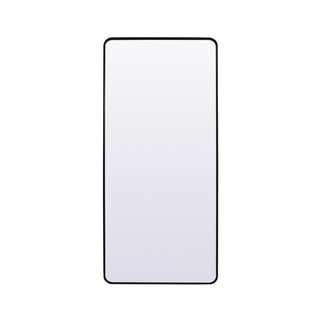 Soft Corner Metal Rectangle Full Length Mirror 32x72 Inch in Black