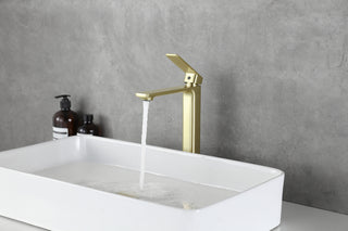 Lena Single Hole Single Handle Bathroom Faucet in Brushed Gold