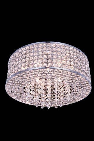 Amelie 6 light Chrome Flush Mount Clear Royal Cut Crystal