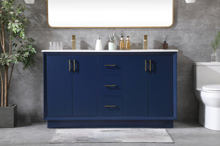 60 Inch Double Bathroom Vanity In Blue