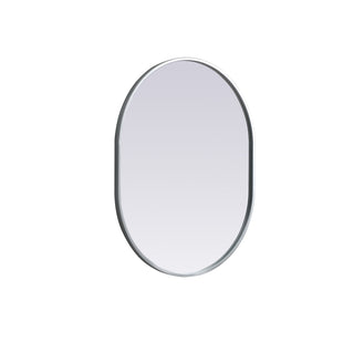 Metal Frame Oval Mirror 24x30 Inch in Silver