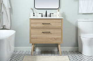 30 inch Single bathroom vanity in mango wood with backsplash