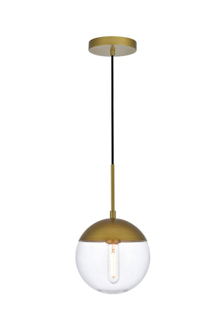 Eclipse 1 Light Brass Pendant With Clear Glass