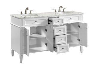 60 In. Double Bathroom Vanity Set In White