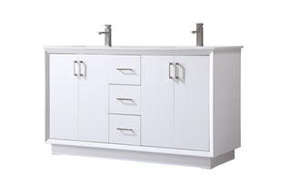 60 Inch Double Bathroom Vanity In White