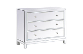 40 inch mirrored three drawer cabinet in white