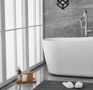 59 inch soaking Single slipper bathtub in glossy white