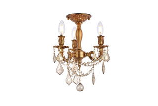 Rosalia 3 light French Gold Flush Mount Golden Teak (Smoky) Royal Cut Crystal