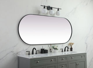 Metal Frame Oval Mirror 30x72 Inch in Black