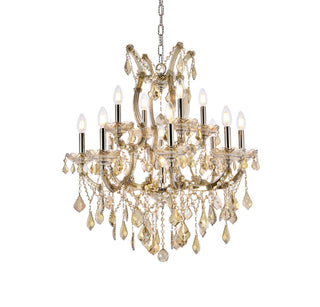 Maria Theresa 13 light Golden Teak Chandelier Golden Teak (Smoky) Royal Cut Crystal