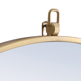 Metal frame Round Mirror with decorative hook 48 inch Brass finish