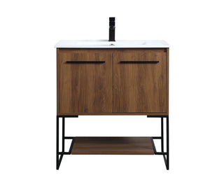 30 inch  Single Bathroom Vanity in Walnut Brown