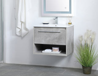 24 inch  Single Bathroom Floating Vanity in Concrete Grey