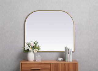 Metal Frame Arch Mirror 36x30 Inch in Brass