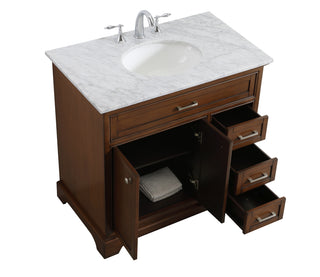 36 In. Single Bathroom Vanity Set In Teak