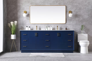 84 Inch Double Bathroom Vanity In Blue