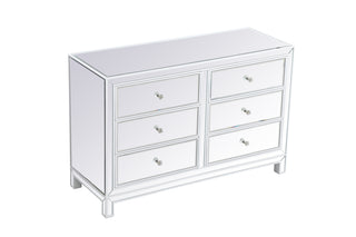 48 inch mirrored six drawer cabinet in white