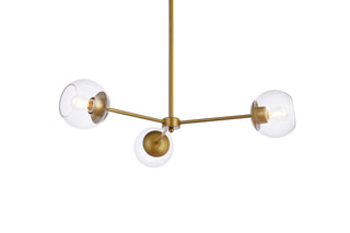 Briggs 32 inch pendant in brass with clear shade