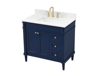 36 inch Single bathroom vanity in blue with backsplash