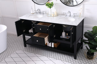 60 in. double sink bathroom vanity set in Black