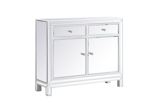 38 inch mirrored end table in white