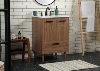 24 inch Single bathroom vanity in walnut brown