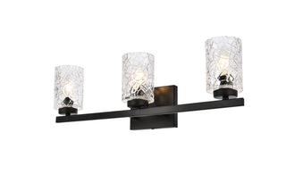 Cassie 3 lights bath sconce in black with clear shade