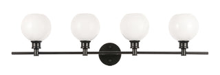 Collier 4 light Black and Frosted white glass Wall sconce