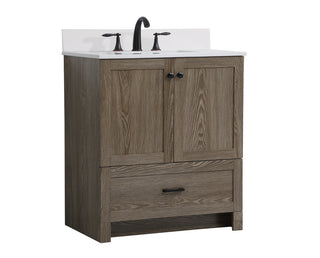 30 inch Single Bathroom Vanity in Weathered oak with Backsplash