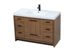 48 inch Single bathroom vanity in walnut brown