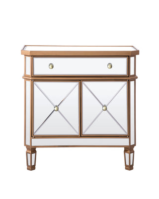 1 Drawer 2 Door Cabinet 32 in. x 16 in. x 32 in. in Gold Clear