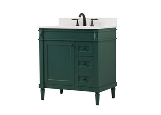 32 inch Single bathroom vanity in green with backsplash