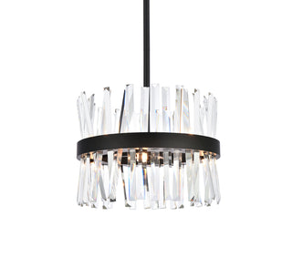 Serephina 16 inch crystal round pendant light in black