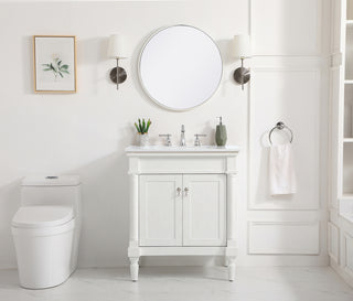 30 inch Single Bathroom vanity in Antique White with ivory white engineered marble