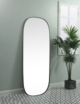 Metal Frame Oval Mirror 30x72 Inch in Black