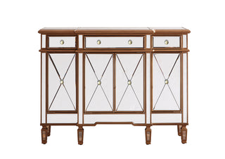 3 Drawer 4 Door Cabinet 48 .In. X 14 In. X 36 In. In Gold Clear