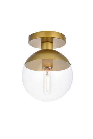 Eclipse 1 Light Brass Flush Mount With Clear Glass