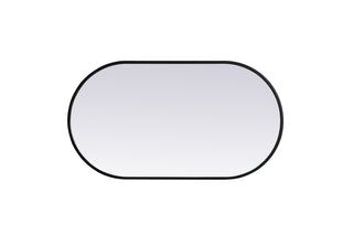 Metal Frame Oval Mirror 20x36 Inch in Black