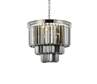 Sydney 9 light polished nickel Chandelier Silver Shade (Grey) Royal Cut Crystal