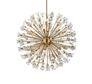 Vera 38 inch crystal starburst round pendant in gold