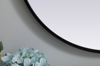 Metal Frame Oval Mirror 24x36 Inch in Black