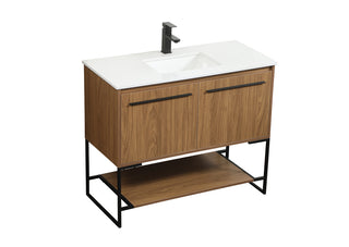 40 inch Single bathroom vanity in walnut brown