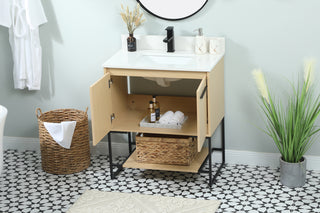 30 inch Single bathroom vanity in maple with backsplash