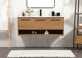 48 inch Single bathroom vanity in walnut brown