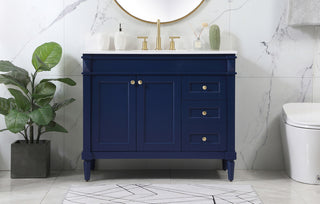 42 inch Single bathroom vanity in blue with backsplash